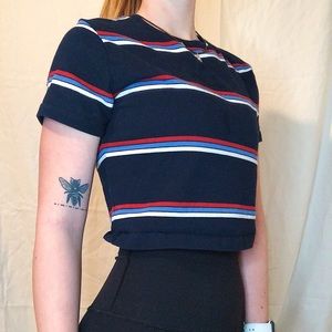 Brandy Melville Striped Cuff Sleeve Crop Top - image 1